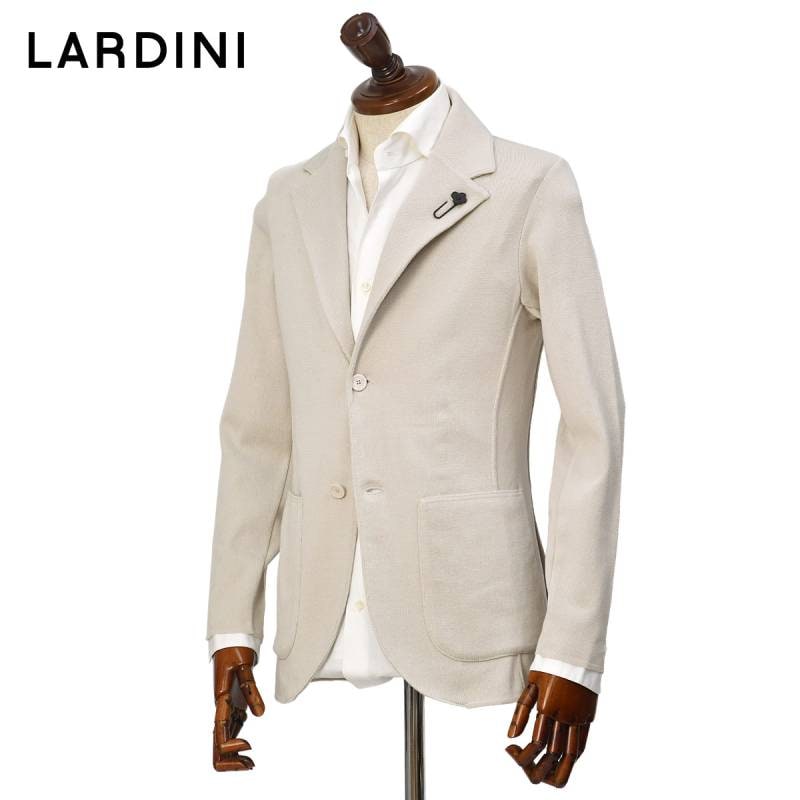 美品>LARDINI シルク100% 春夏 ホワイト ジャケット サイズ42 美品