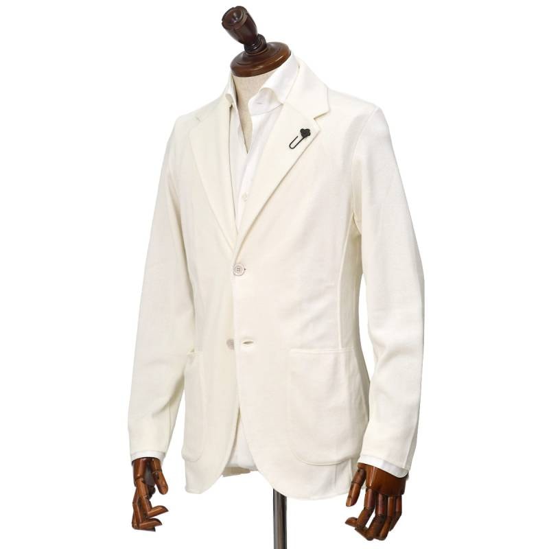<美品>LARDINI シルク100% 春夏 ホワイト ジャケット サイズ42 美品>LARDINI シルク100% 春夏 ホワイト ジャケット サイズ42