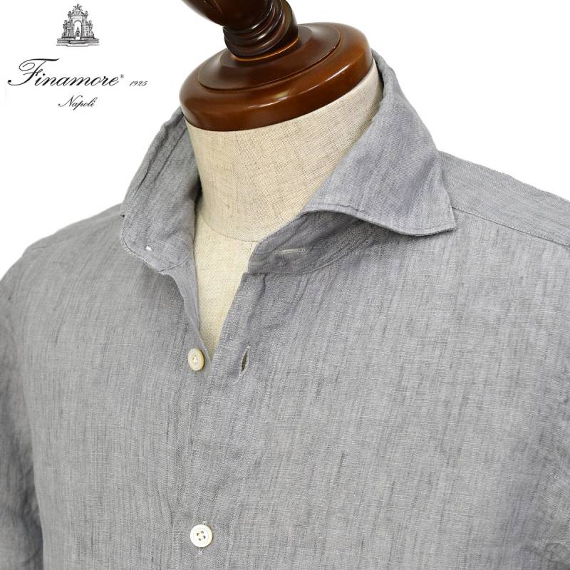 Finamore【フィナモレ】シャツ PIERO BALI C0650 13 リネン スカイ