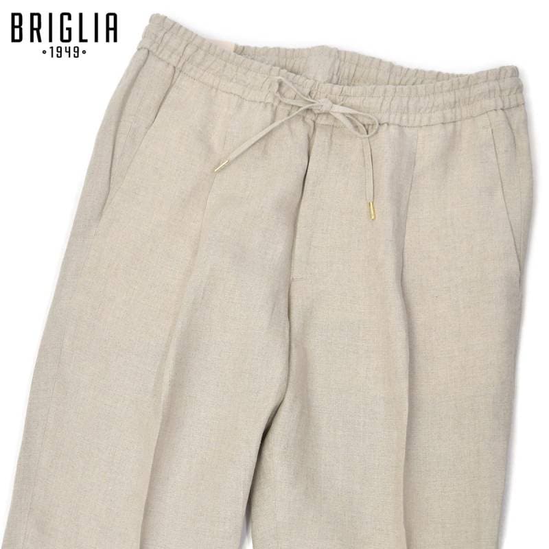 BRIGLIA1949 ブリリアWIMBLEDONリネン ベージュ　44 BRIGLIA1949【ブリリア1949】ワンプリーツ イージーパンツ WIMBLEDON