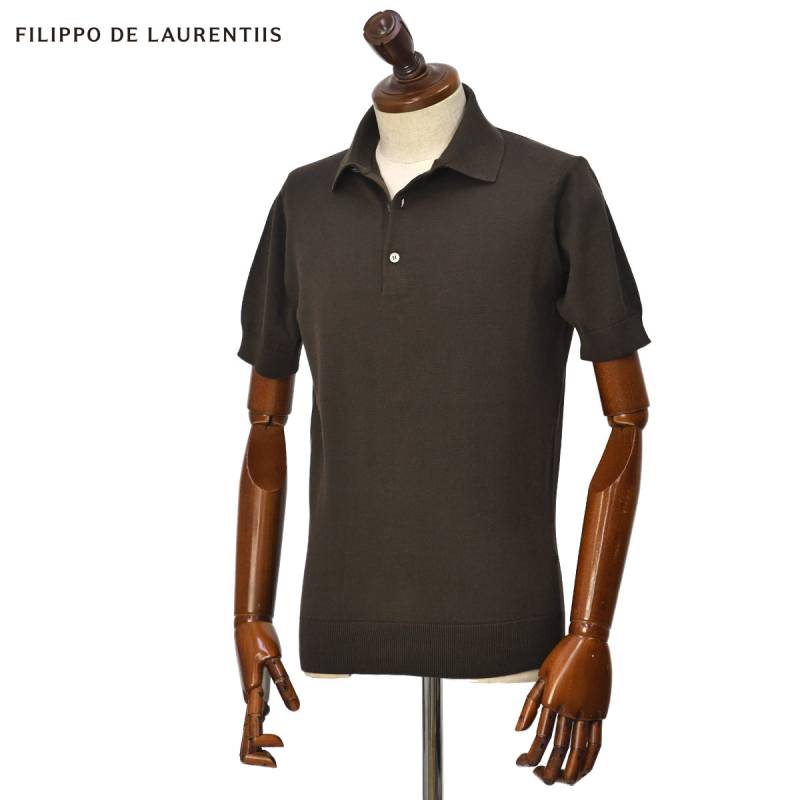 フィリッポデローレンティス 半袖ニットポロ 48 クリーニング済み FILIPPO DE LAURENTIIS フィリッポ デ ローレンティス メンズ ニット