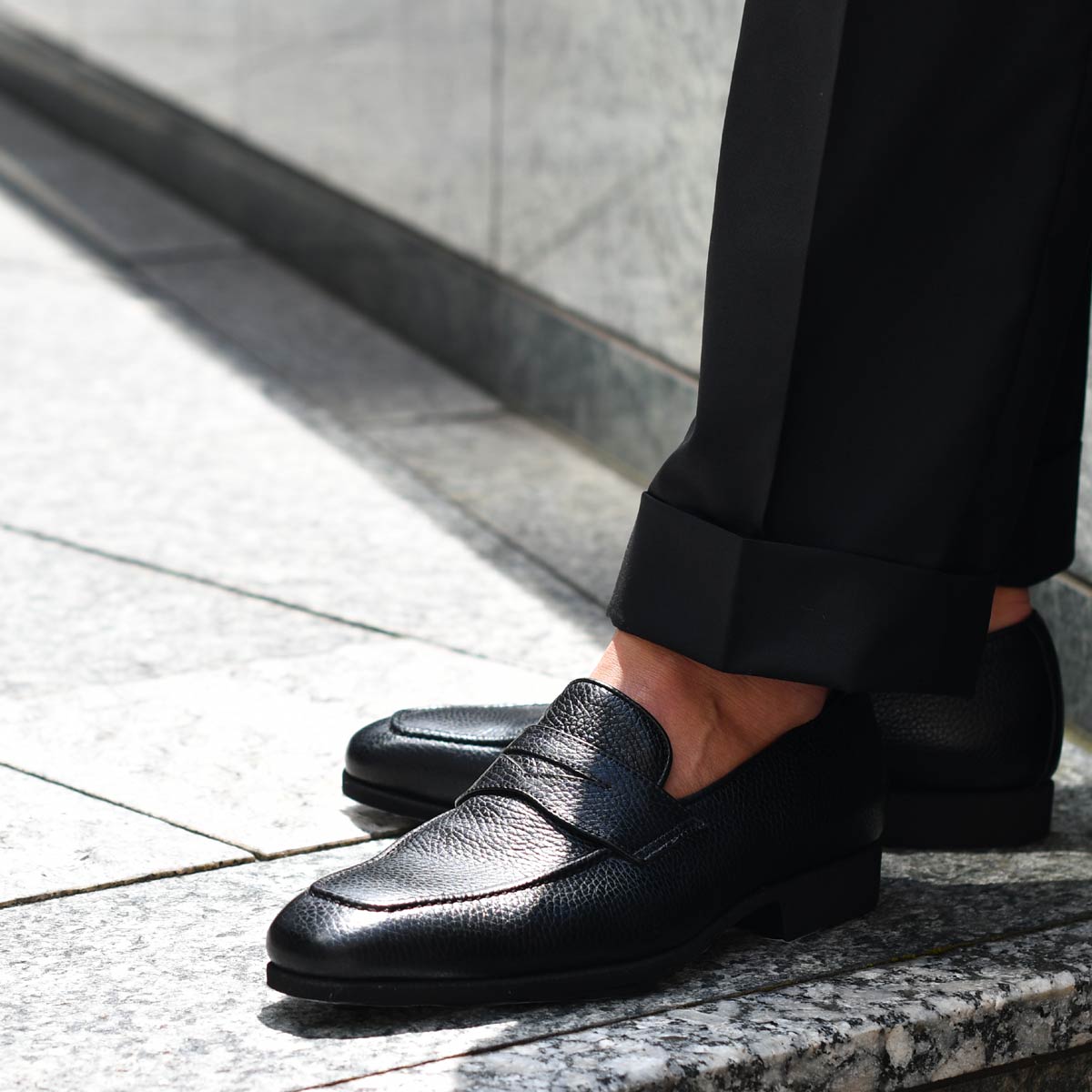 Ferrante【フェランテ】コインローファー ELEGANT RASTY NERO シボ革