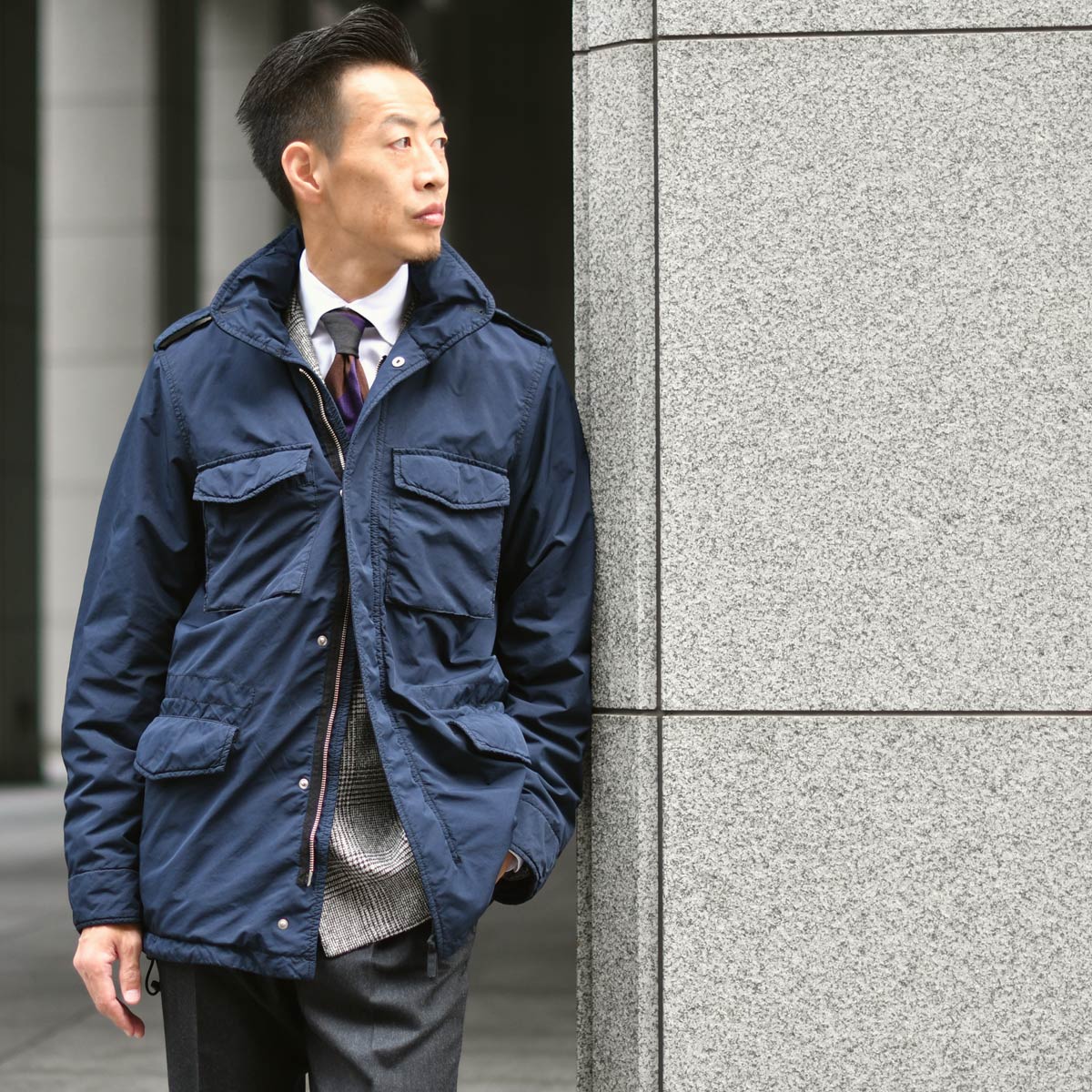 アスペジ　ASPESI 中綿 M-65ジャケット S ダークネイビー　ブルゾン ASPESI【アスペジ】M-65ブルゾン NEWCAMP 4I1I281024 85098