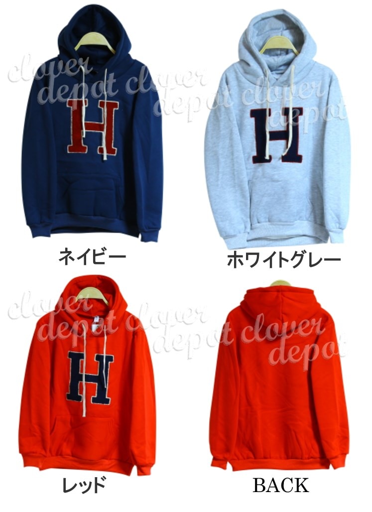 パーカー 長袖 ロゴ入り 厚手 裏起毛 3color