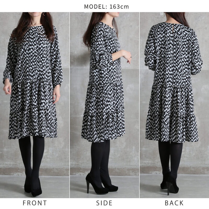 ワンピース ティアードワンピース フレア 膝丈 レディース きれいめ S/M/L/2L/3L 1color