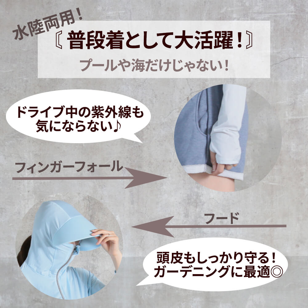 ラッシュガード ロング 紫外線対策 uvカット フード おしゃれ 速乾 ワンピース フリーサイズ 3color