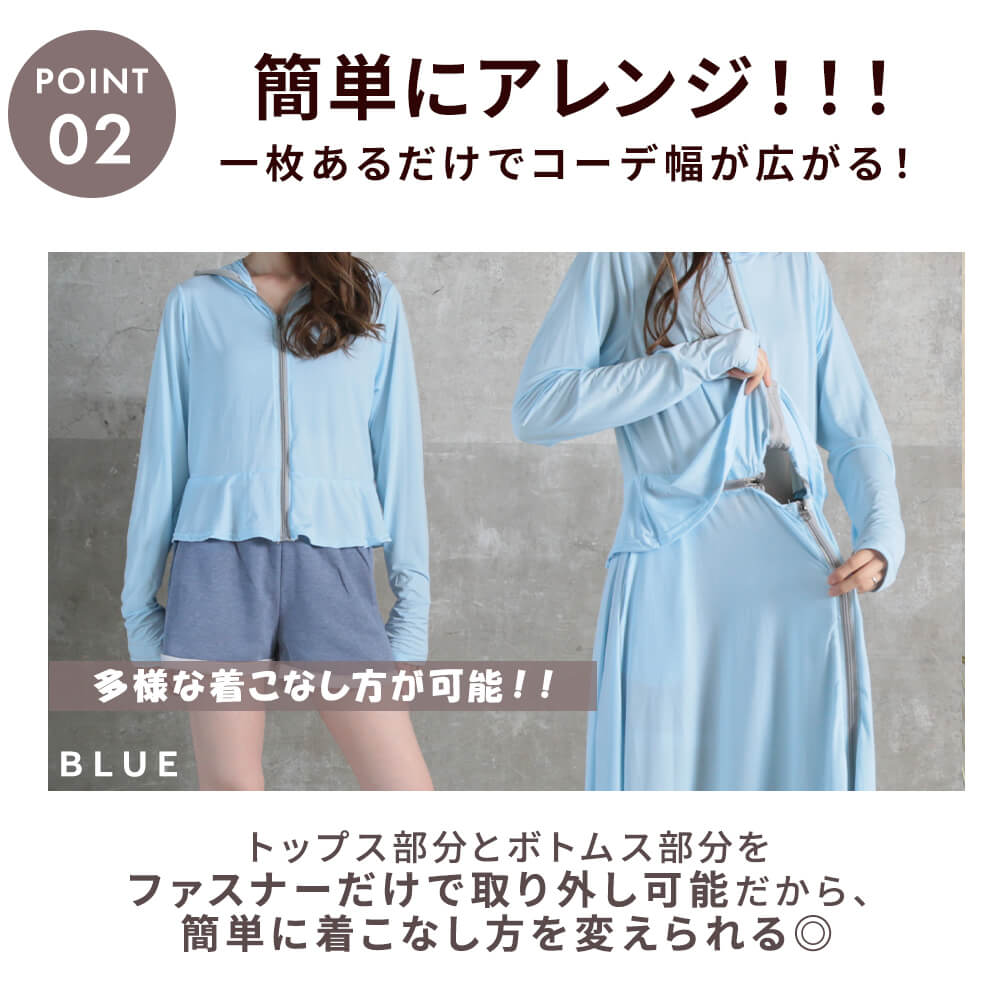 ラッシュガード ロング 紫外線対策 uvカット フード おしゃれ 速乾 ワンピース フリーサイズ 3color