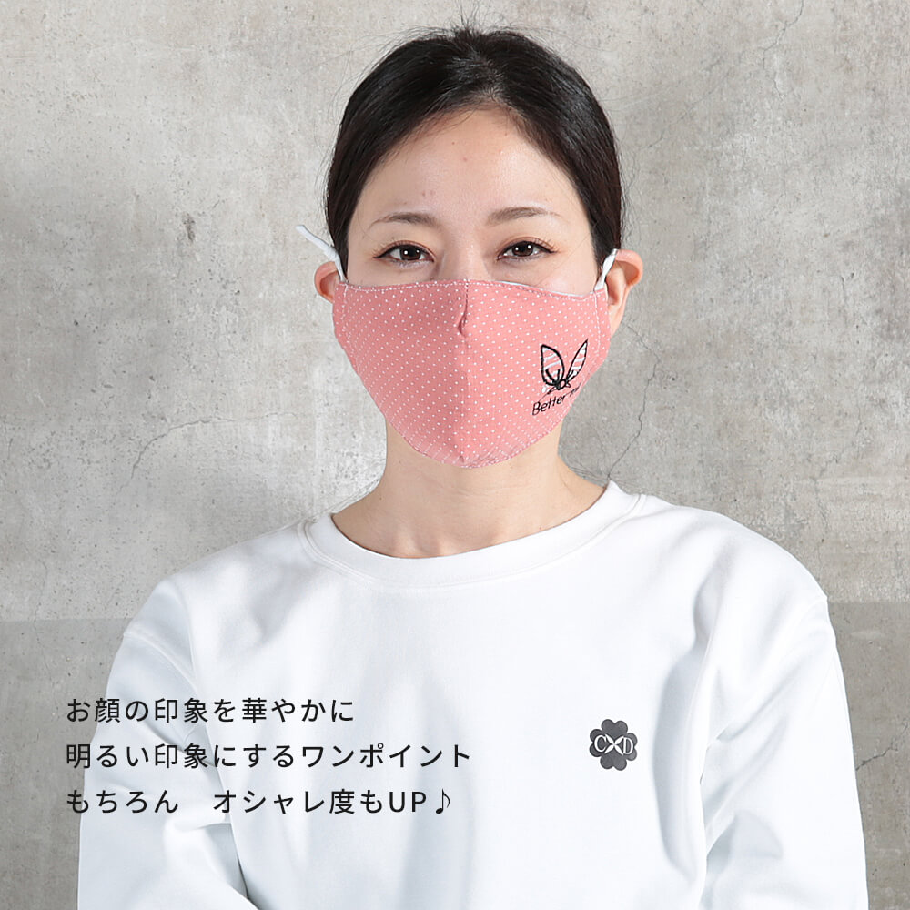 マスク レディース 洗える ドット 蝶々 リボン デザインマスク 3枚 セット 5color