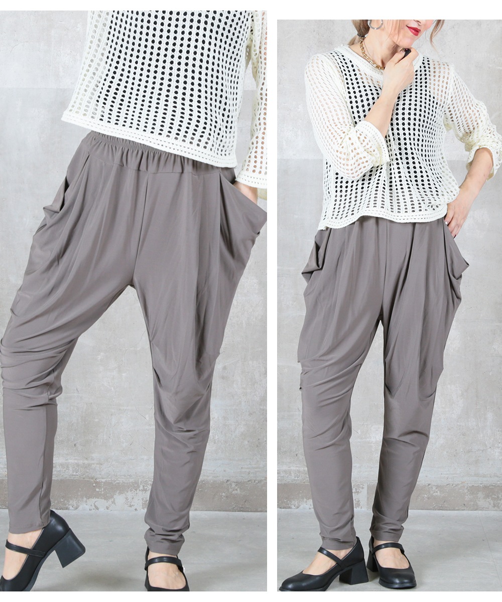 奇跡の楽ゆるサルエルパンツ レディース ゆったり ボトムス 体型カバー