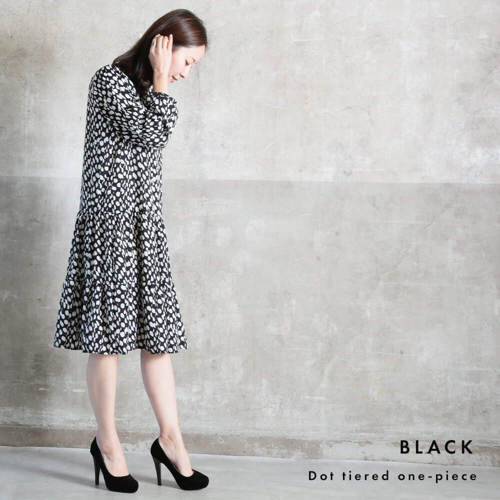 ワンピース ティアードワンピース フレア 膝丈 レディース きれいめ S/M/L/2L/3L 1color
