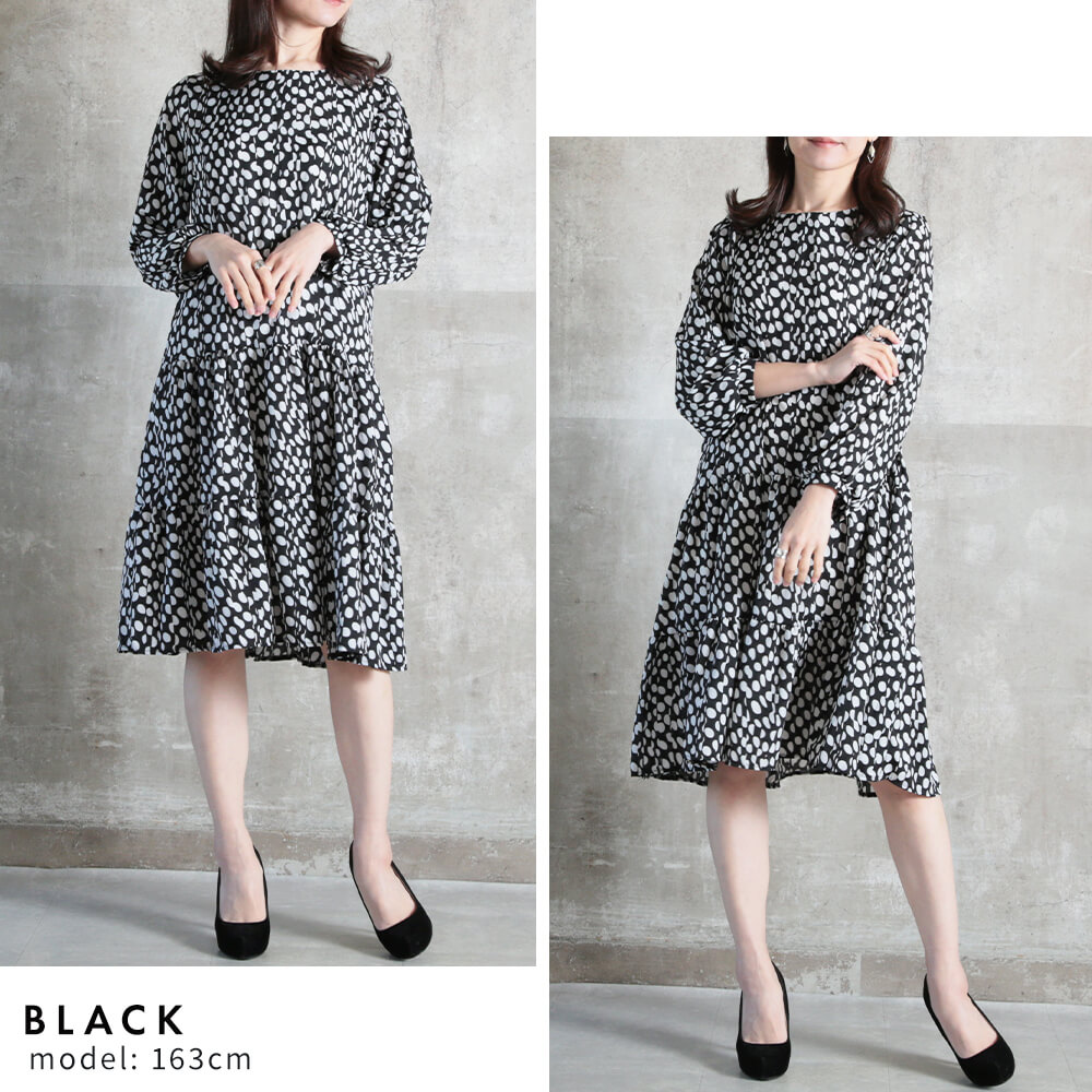 ワンピース ティアードワンピース フレア 膝丈 レディース きれいめ S/M/L/2L/3L 1color