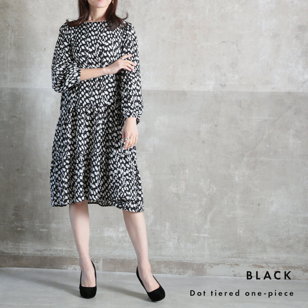 ワンピース ティアードワンピース フレア 膝丈 レディース きれいめ S/M/L/2L/3L 1color