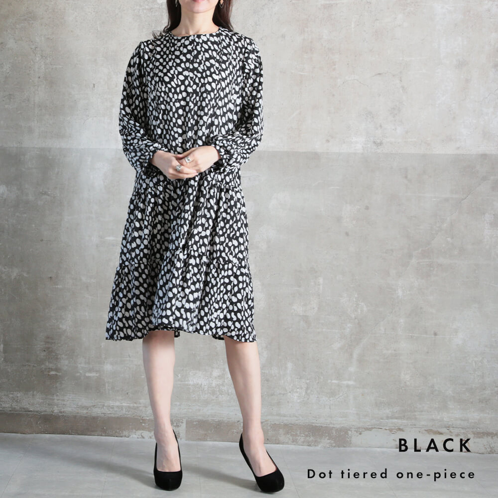 ワンピース ティアードワンピース フレア 膝丈 レディース きれいめ S/M/L/2L/3L 1color