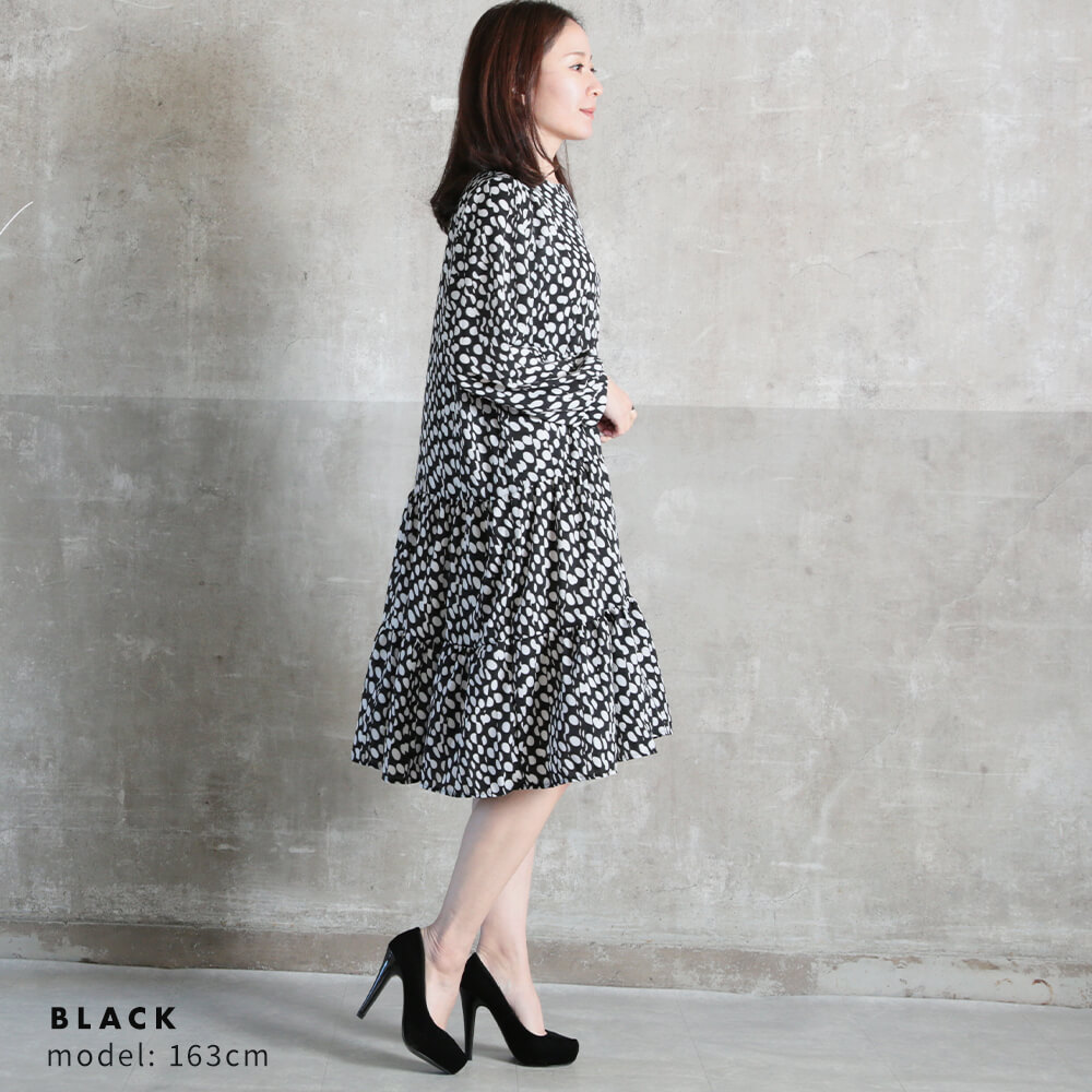 ワンピース ティアードワンピース フレア 膝丈 レディース きれいめ S/M/L/2L/3L 1color