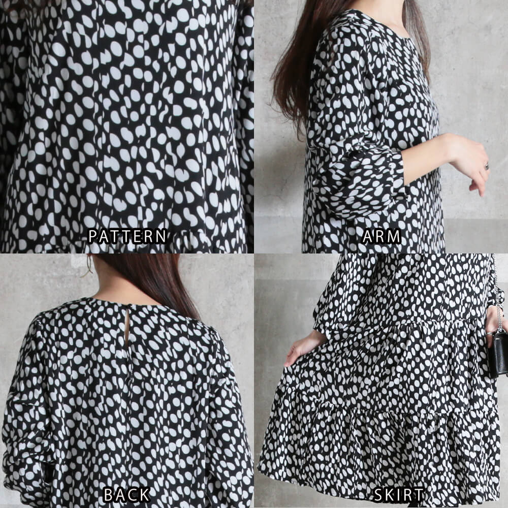 ワンピース ティアードワンピース フレア 膝丈 レディース きれいめ S/M/L/2L/3L 1color