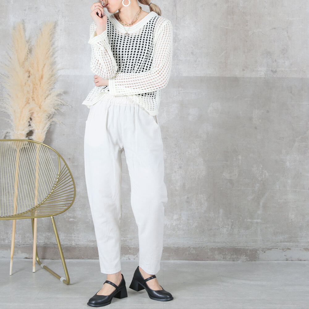 サルエルパンツ レディース きれいめ 麻  おしゃれ 涼しい ゆったり パンツ リネン M/L/2L 4color 