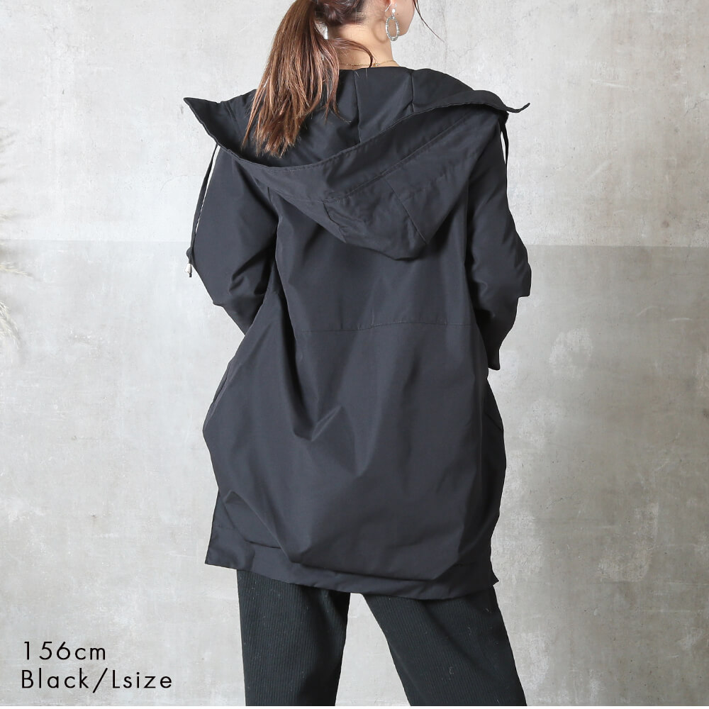 パーカー フード付き 裏地付き ロング M/L/2L/3L 4color