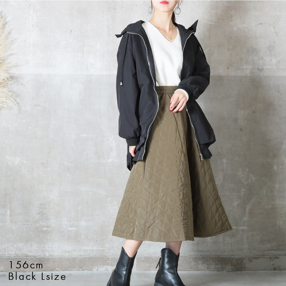 パーカー フード付き 裏地付き ロング M/L/2L/3L 4color