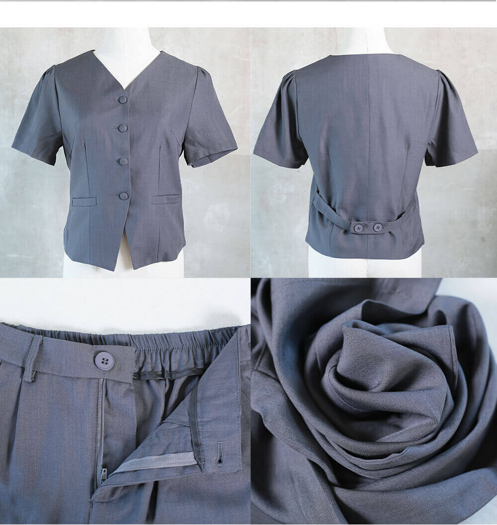 セットアップ スーツ パンツスーツ 2点上下セット レディース おしゃれ カセット服 Tシャツ感覚 半袖 上品きれいめ ロング丈パンツ Vネック 着回し 春夏秋 M L LL 3L 大人カジュアル 通勤 オフィス セレモニー 卒園式 入学式 ママ行事 黒 ブラック 体型カバー