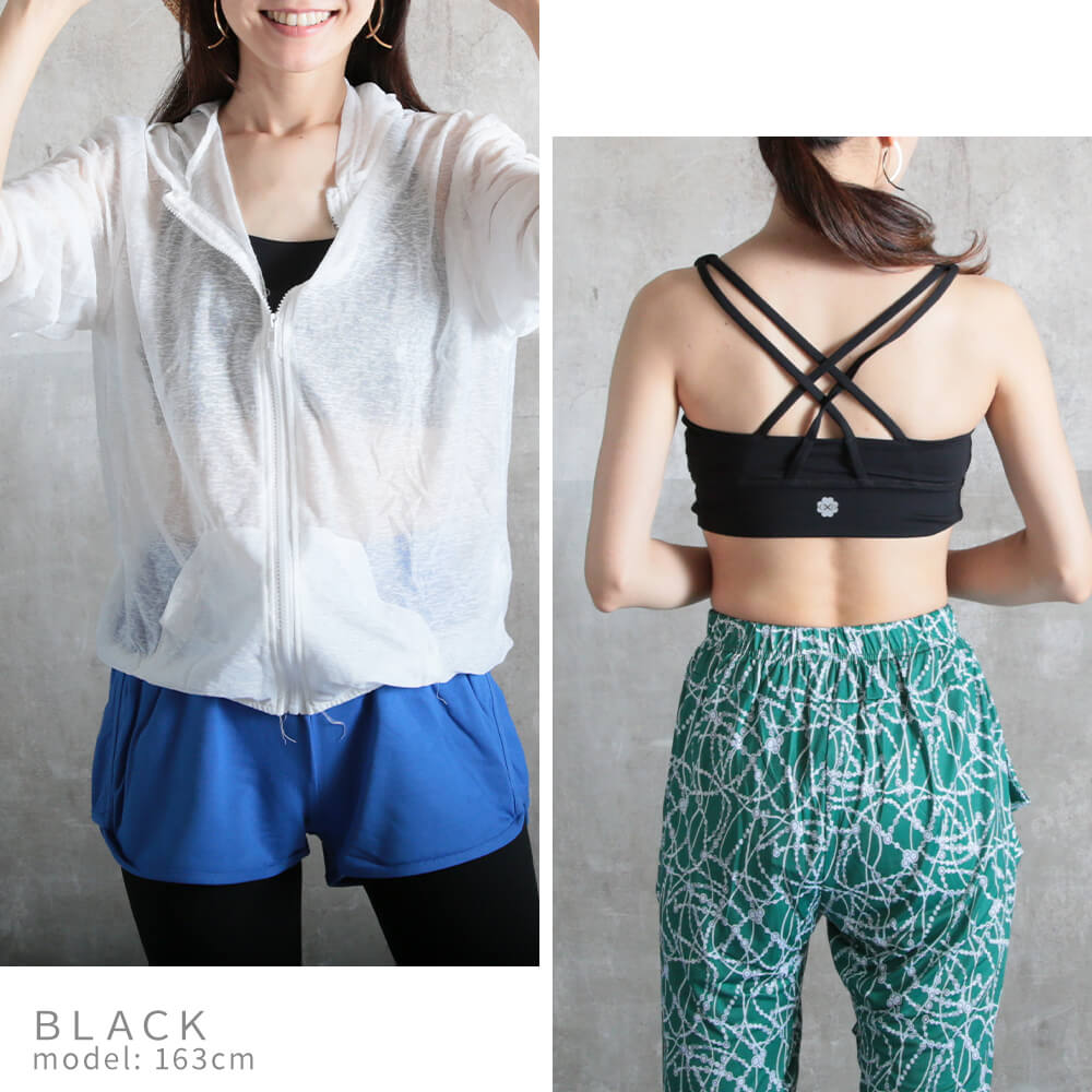 ブラトップ スポーツブラ ヨガウェア バッククロス ワンポイント 肩紐 レディース S/M/L/2L/3L