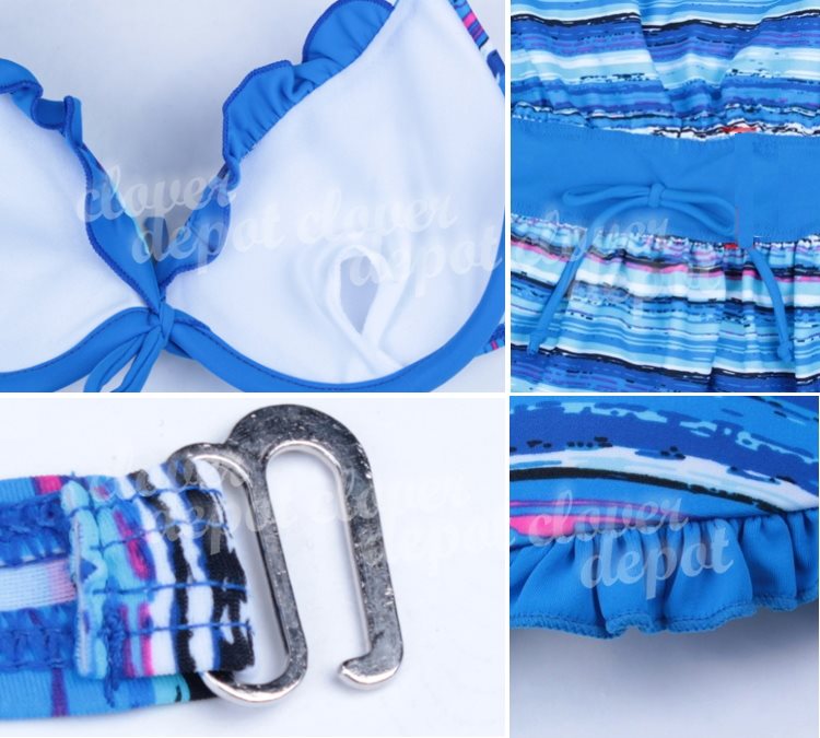 ボーダー 水着 セパレート キャミソール ビキニ タンキニ フレア 4点 セット レディース M/L/2L/3L