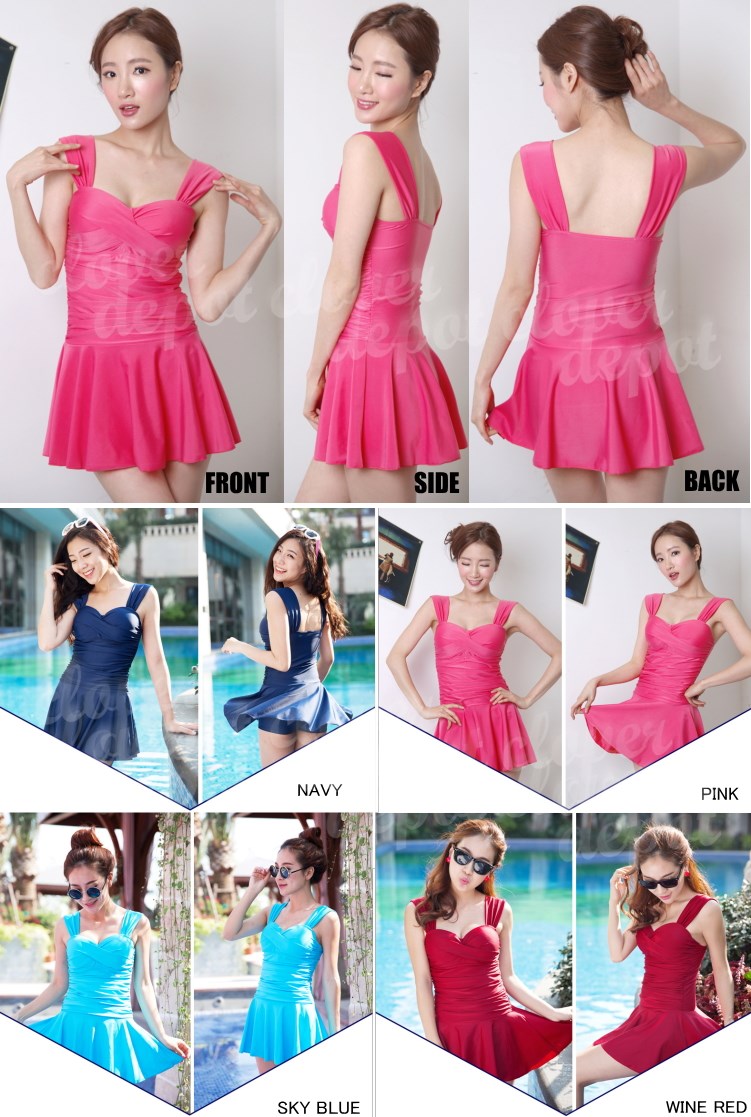 水着 フレア ワンピース レディース 体型カバー 伸縮性 M/L/2L/3L