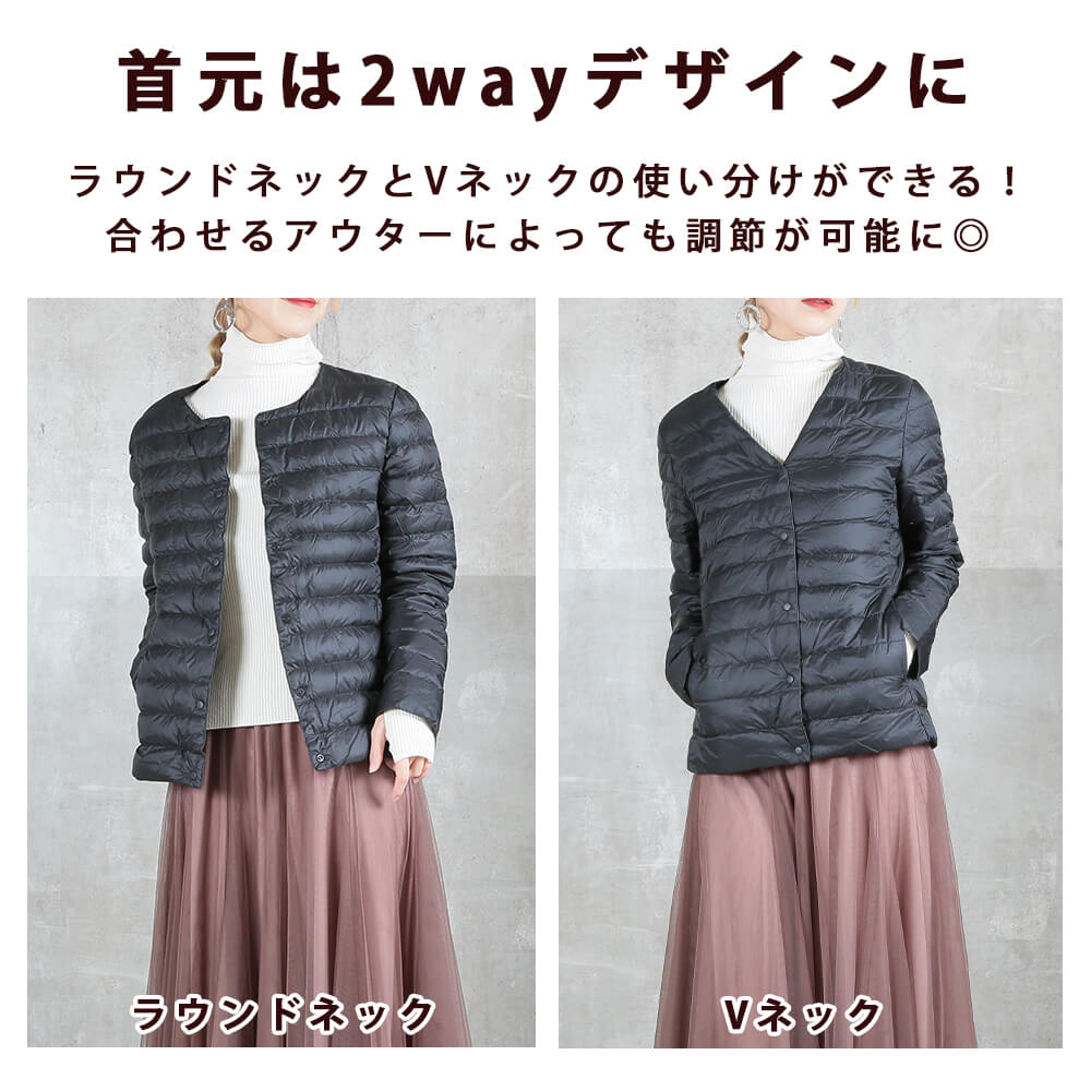 インナーダウン レディース ショート 大きいサイズ 長袖 秋冬 10color/M/L/2L/3L/4L