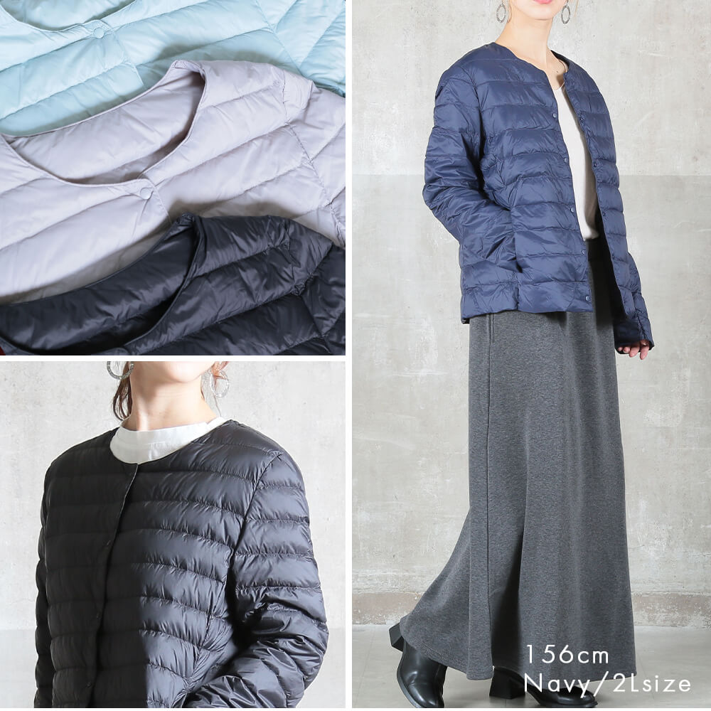 インナーダウン レディース ショート 大きいサイズ 長袖 秋冬 10color/M/L/2L/3L/4L