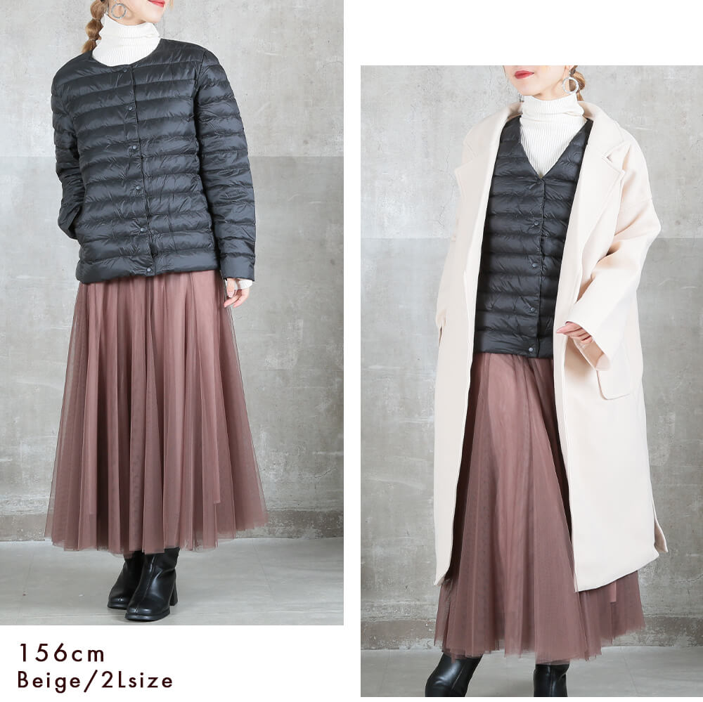 インナーダウン レディース ショート 大きいサイズ 長袖 秋冬 10color/M/L/2L/3L/4L