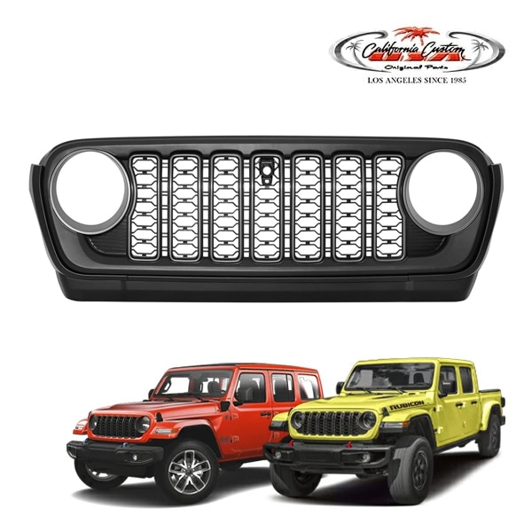 カリフォルニアカスタム ジープ JL ラングラー | JT グラディエーター フロントカメラ有り車用 2024yフェイス グリルキット フロントグリル 純正タイプ 未塗装タイプ 1台分 6pc セット