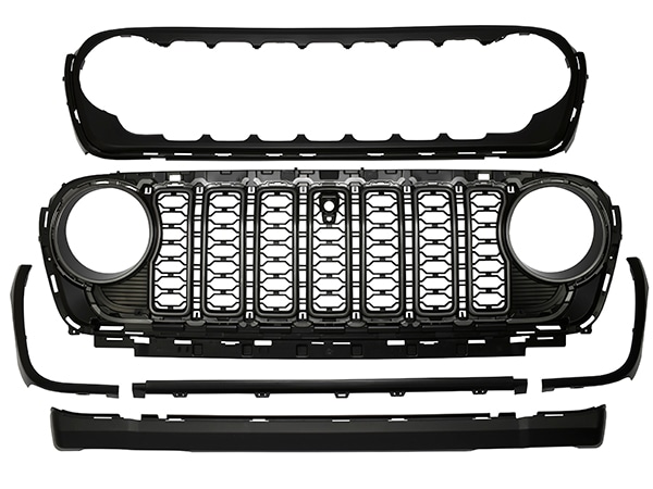 カリフォルニアカスタム ジープ JL ラングラー | JT グラディエーター フロントカメラ有り車用 2024yフェイス グリルキット フロントグリル 純正タイプ 未塗装タイプ 1台分 6pc セット