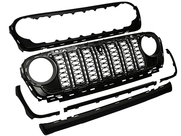 カリフォルニアカスタム ジープ JL ラングラー | JT グラディエーター フロントカメラ有り車用 2024yフェイス グリルキット フロントグリル 純正タイプ 未塗装タイプ 1台分 6pc セット