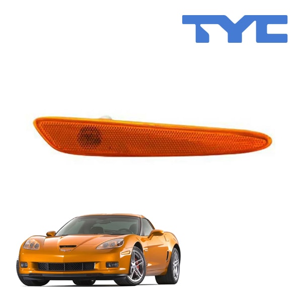 【TYC 正規品】05-13y シボレー コルベット フロント サイドマーカーランプ フェンダーマーカー バンパーマーカー オレンジ 純正タイプ 右側 RH 助手席側