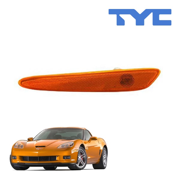 【TYC 正規品】05-13y シボレー コルベット フロント サイドマーカーランプ フェンダーマーカー バンパーマーカー オレンジ 純正タイプ 左側 LH 運転席側