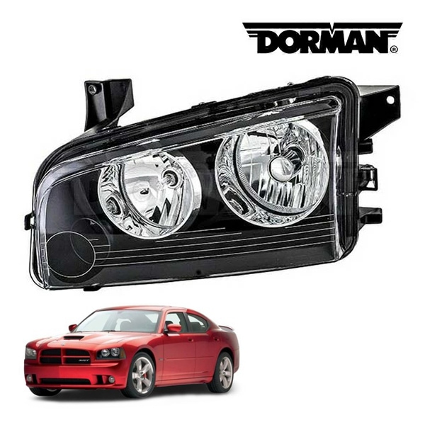 06-09y ダッジ チャージャー ヘッドランプ ヘッドライト ハロゲン 純正タイプ 左側 LH 運転席側 バルブ付 DORMAN製