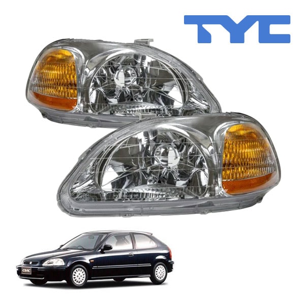 【TYC 正規品】ホンダ シビック EK系 平成7年9月-平成10年8月 US仕様 ハロゲンヘッドランプ ヘッドライト 純正タイプ 左右セット バルブ無