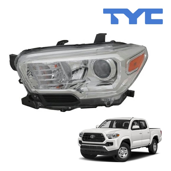【TYC 正規品】16-18y トヨタ タコマ SR ハロゲンヘッドランプ ヘッドライト 純正タイプ 左側 LH 運転席側 クロームベゼル バルブ付