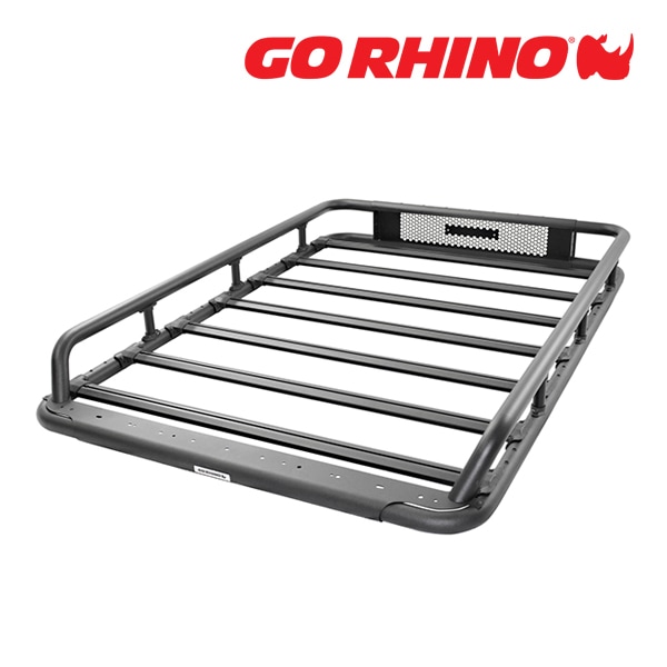 【GO RHINO 正規品】 SRM600シリーズ チューブラー バスケットスタイル ルーフラック 5936055T 55インチ 長約140cm 幅約132cm 固定用クランプ付属  ルーフバスケット ルーフキャリア ベースキャリア