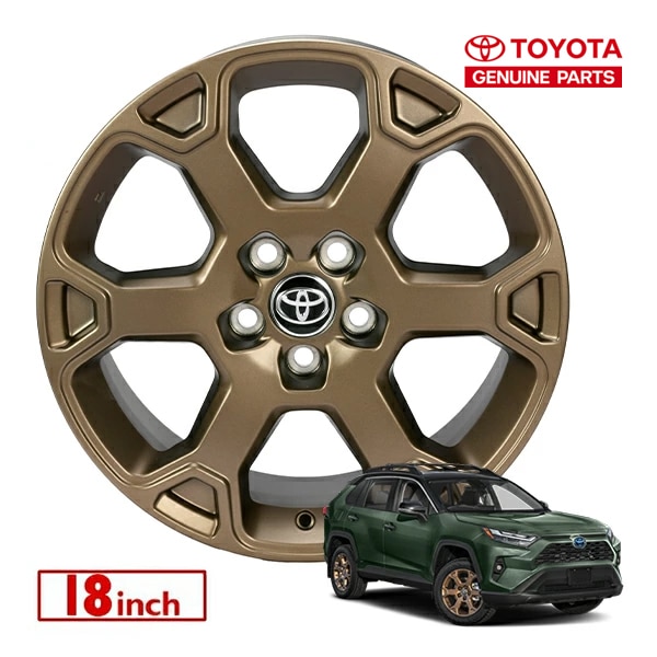 USトヨタ純正 18インチ ホイール ブロンズ Woodland Edition ウッドランドエディション PT758-42200-5F 4本セット TOYOTA ロゴ入 センターキャップ付 JWL刻印あり トヨタ RAV4 50系