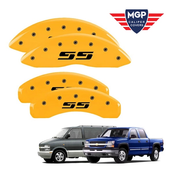 【MGP 正規品】 シボレー 99-06y シルバラード1500 | 03-05y アストロ 専用設計 ブレーキ キャリパーカバー イエロー SSロゴ 14034SSS3YL