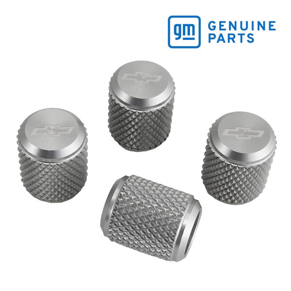 GM純正 エアバルブキャップ 1台分 4個セット シルバー ボウタイロゴ シボレー車 汎用 アストロ/タホ/サバーバン/C-1500/K-1500/シルバラード