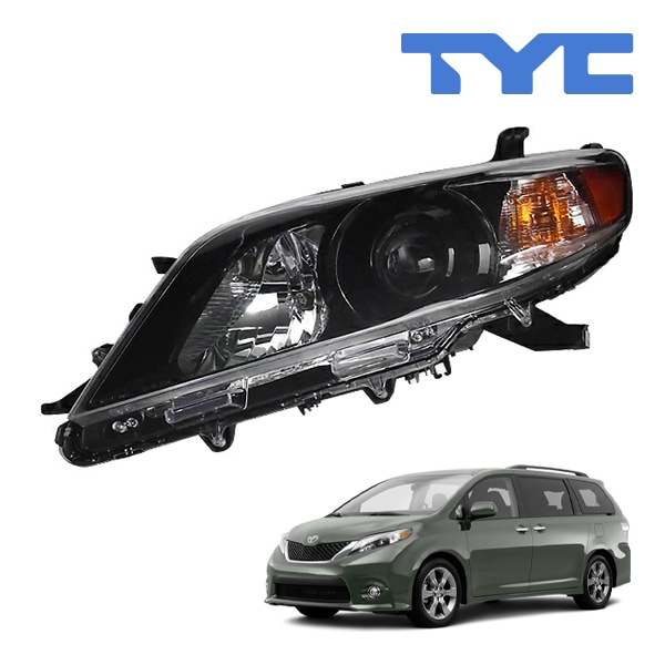 【TYC 正規品】11-14y トヨタ シエナ ヘッドランプ ヘッドライト 純正タイプ ハロゲン ブラック 左側 LH 運転席側 バルブ付