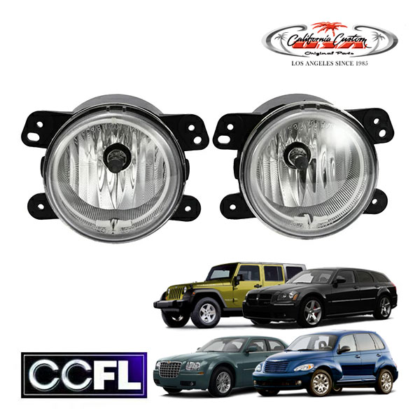 カリフォルニアカスタム ジープ JEEP 07-09y JK ラングラー クライスラー 05-10y 300 06-10y PTクルーザー ダッジ 05-07y マグナム フォグランプ フォグライト ハロゲン 左右セット CCFLリング付 バルブ付