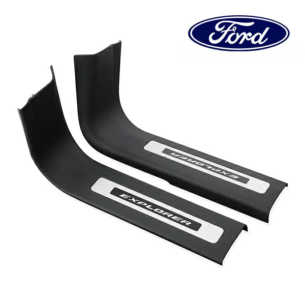 フォード純正 11y- FORD エクスプローラー スカッフプレート フロント 2枚セットドアシル サイドシルプレート プロテクター EXPLORERロゴ入 樹脂製 LED付