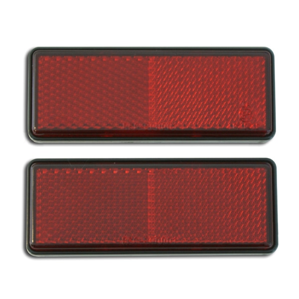 汎用 リフレクター 反射板 2個セット 貼り付けタイプ レッド 赤色 リアバンパー 車検 改善 トレーラー 牽引  等に サイズ 縦34mm 横88mm 厚み8mm