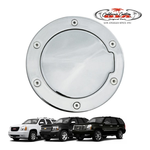 カリフォルニアカスタム 07-14y シボレー タホ | GMC ユーコン | キャデラック エスカレード AMI ビレットタンクカバー クローム キー無タイプ 6098C 給油口 フューエルタンクカバー