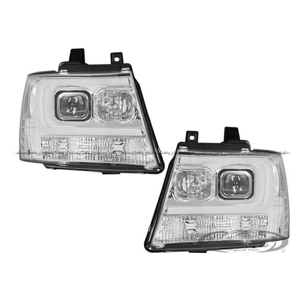 07-14y タホ サバーバン プロジェクターヘッドライト ヘッドランプ クローム DRL Style バルブ付 左右セット 日本仕様 日本光軸 左側走行用