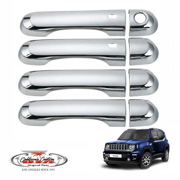カリフォルニアカスタム 16y- ジープ レネゲード BU系 後期  ドアハンドルカバー クローム メッキ ガーニッシュ 前後 左右 1台分セット ABS樹脂製 両面テープ付