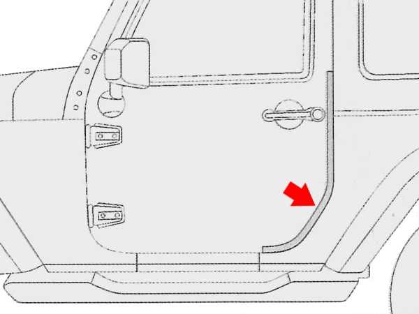2007y- ジープ ラングラー 純正ドアエッジモール(フロントドア左右/2PC)