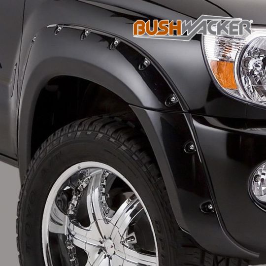 【BUSHWACKER 正規品】 05-11y トヨタ タコマ オーバーフェンダー/ポケットスタイル マットブラック フェンダーフレア 1台分セット 31920-02 ブッシュワーカー